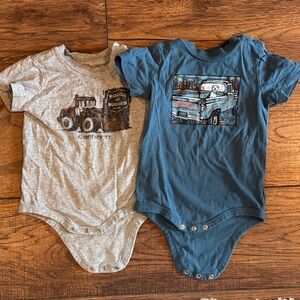Carhartt Gray and Blue Infant Tractor & Truck Bodysuit Set